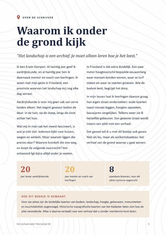 Pagina waarin de schrijver vertelt waarom hij onder de grond kijkt